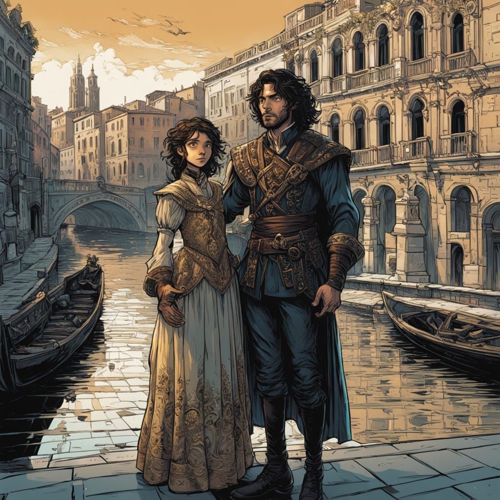 Italian Nobleman in Renaissance Attire Confronts Poverty