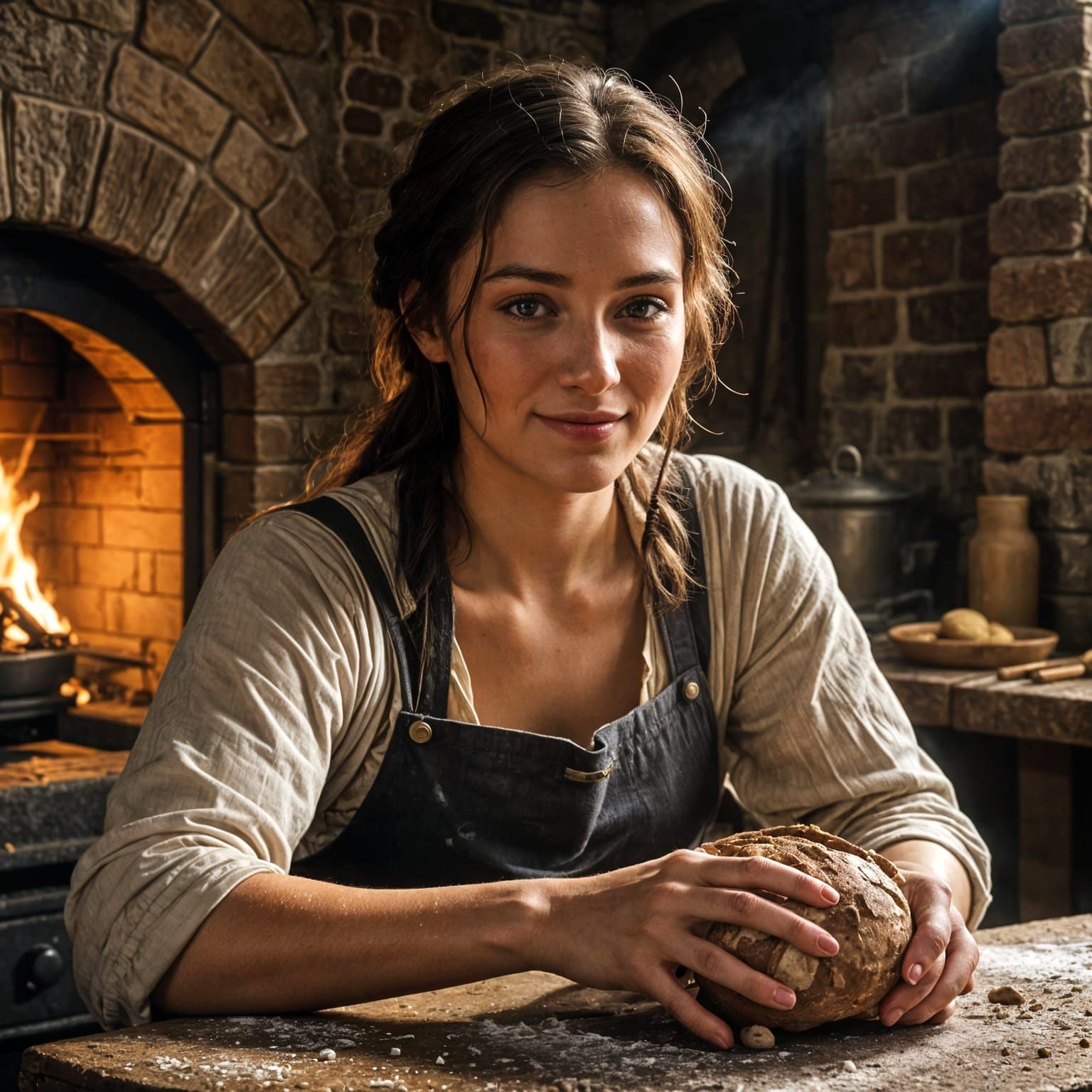 Medieval Baker With Sourdough Bread
