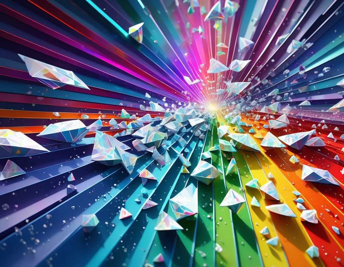 Pulsating Light Refractions Through Crystal Prisms