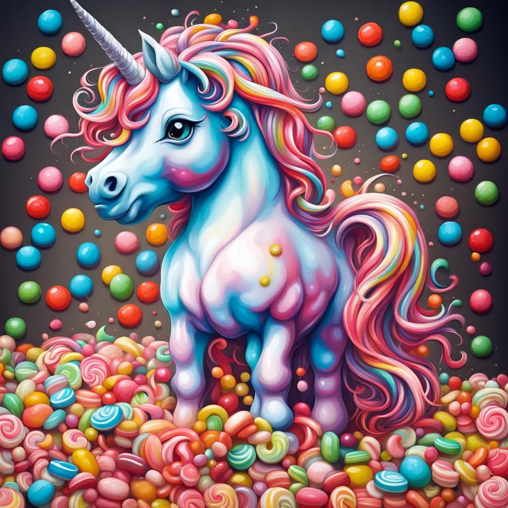 Candy Unicorn Graffiti Art: Cute and Adorable