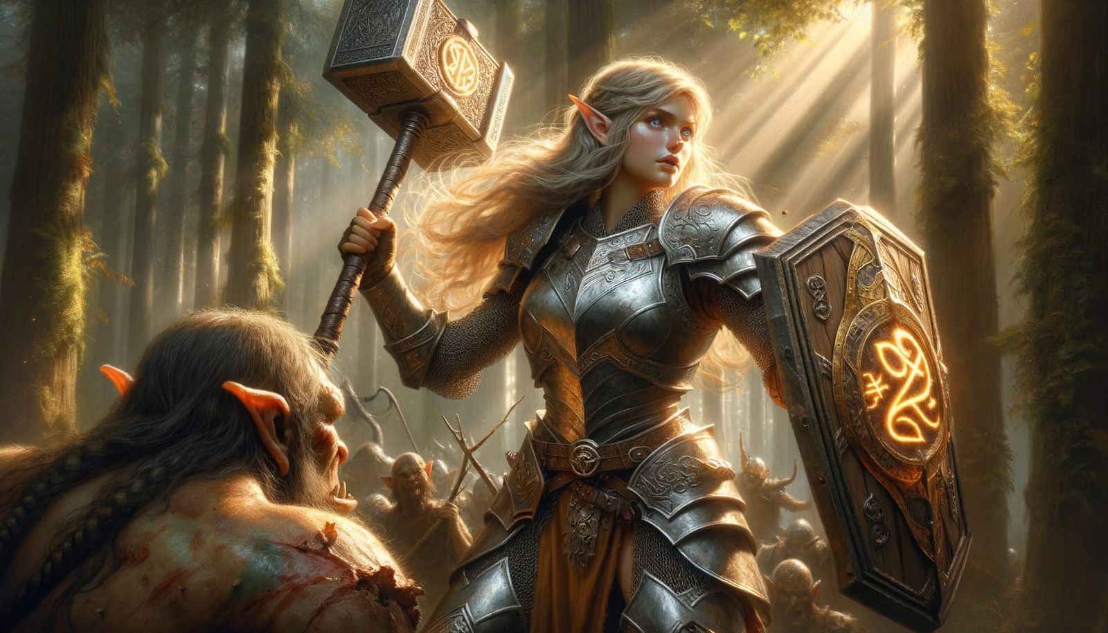 Elf Knight Duel in Hyper-Realistic Fine Art Style