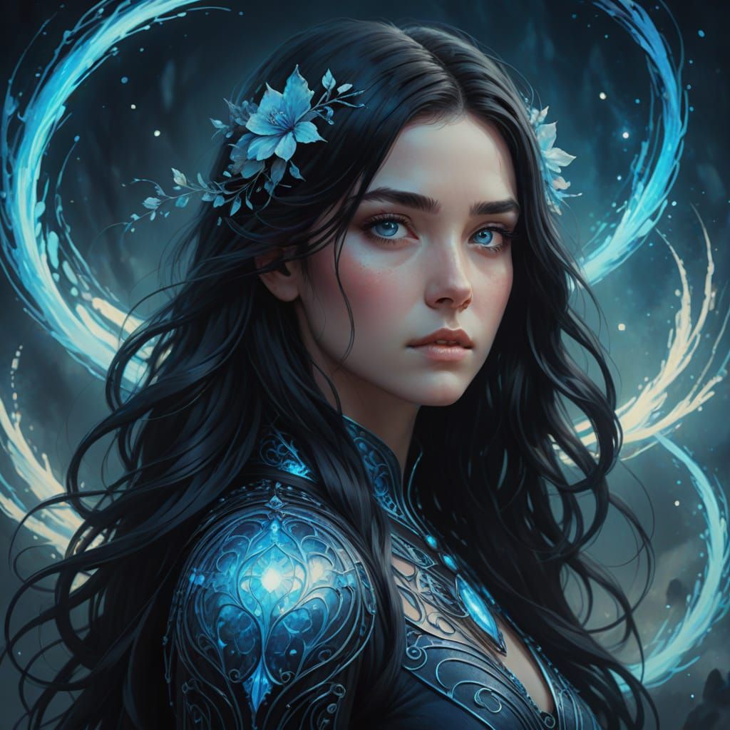 Dreamy Gemini Goddess with Black Hair