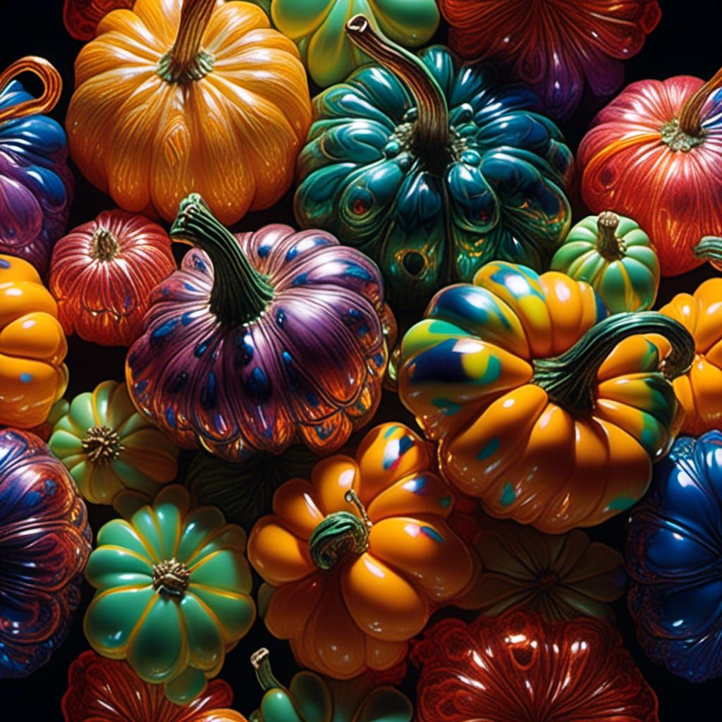 Rainbow Glass Pumpkins and Gourds