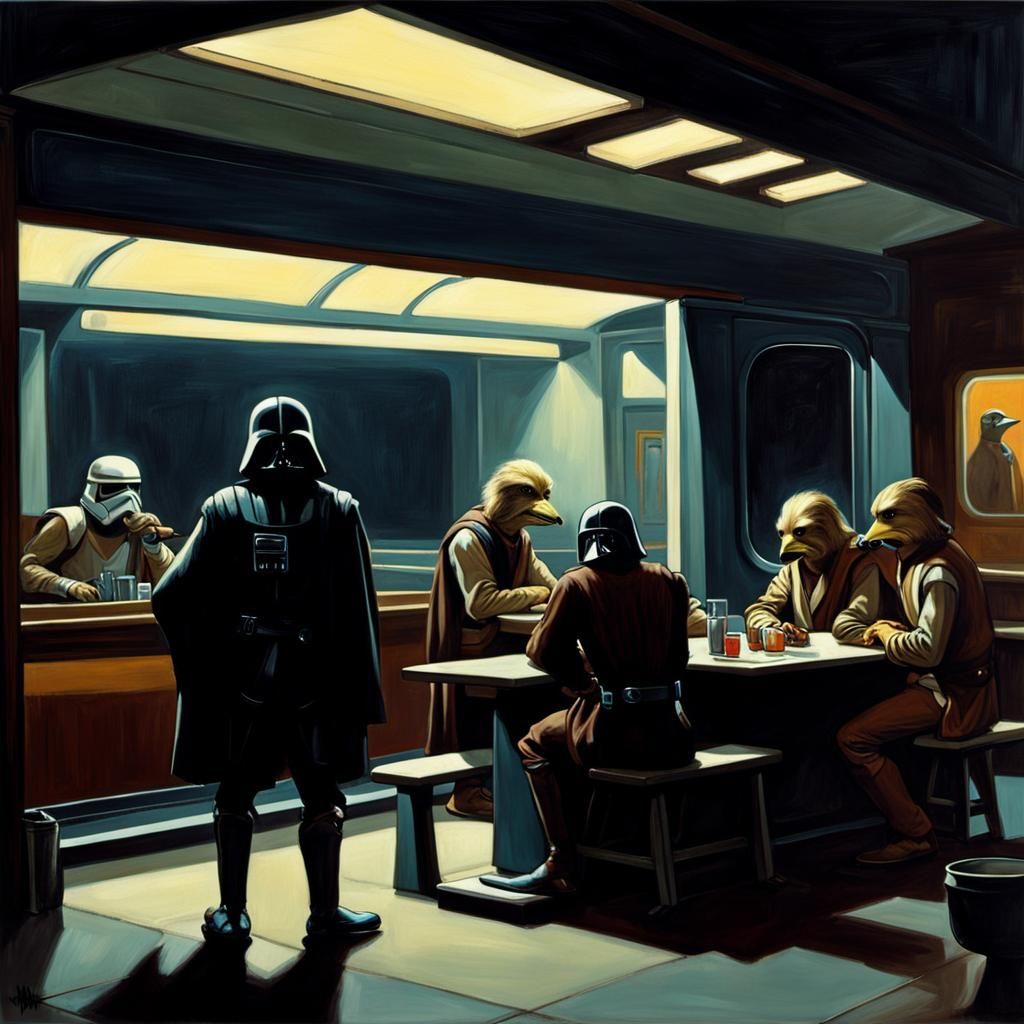Star Wars Nighthawks Reimagined: Classic Diner Scene