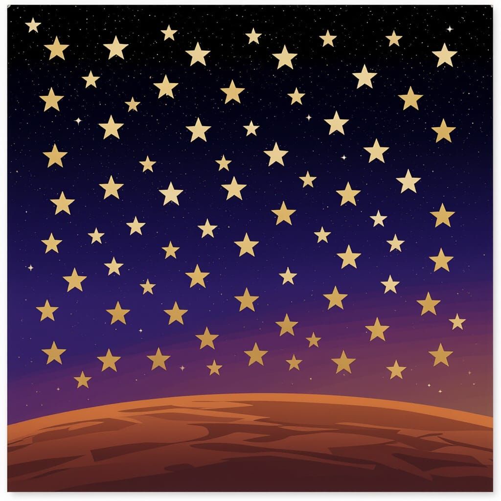 Golden Stars Over Violet Earth Sky