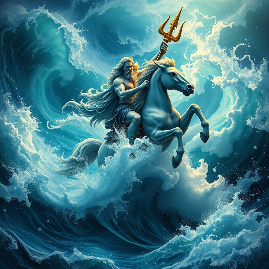 Majestic Poseidon Rides the Stormy Sea