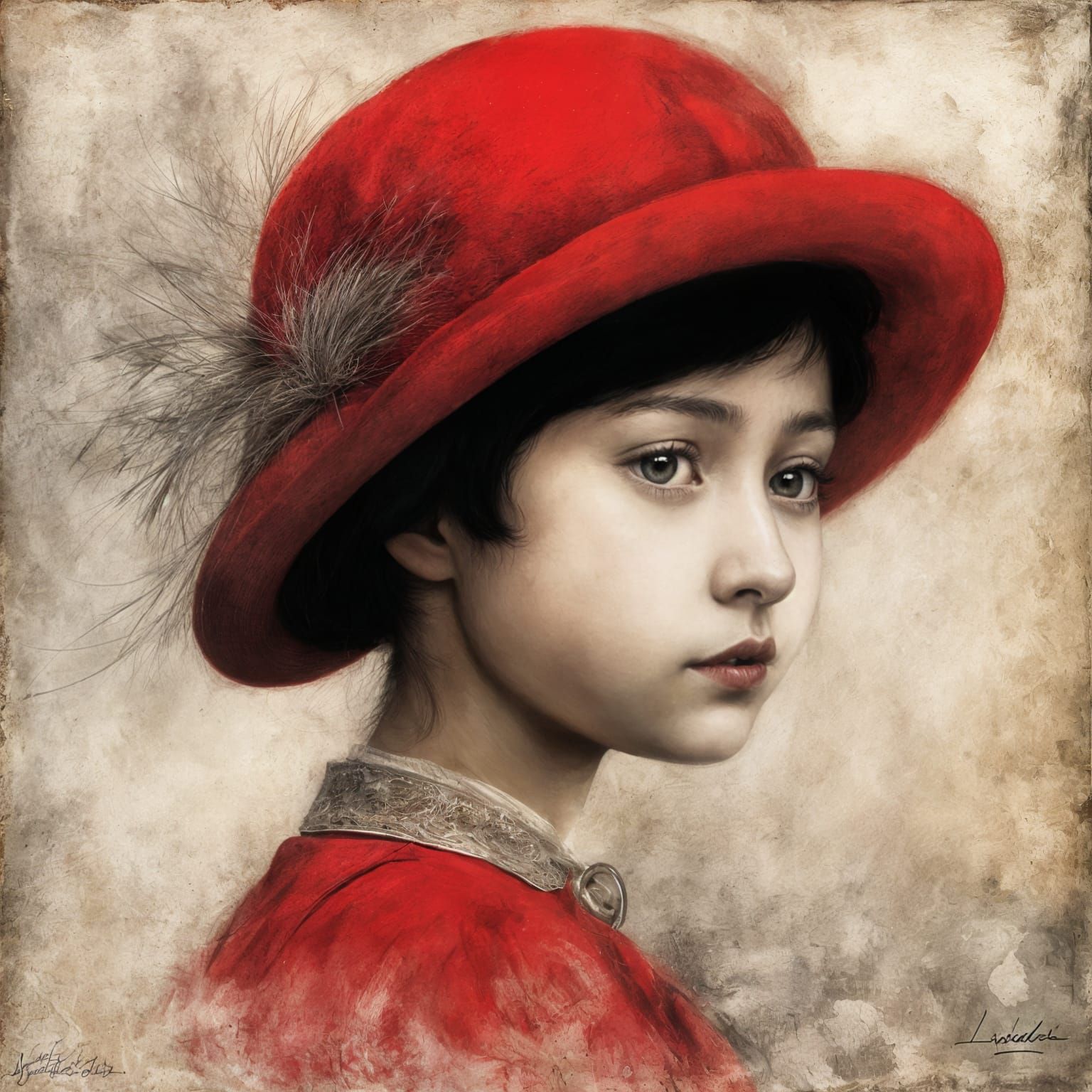 Girl in a Vibrant Red Chapeau