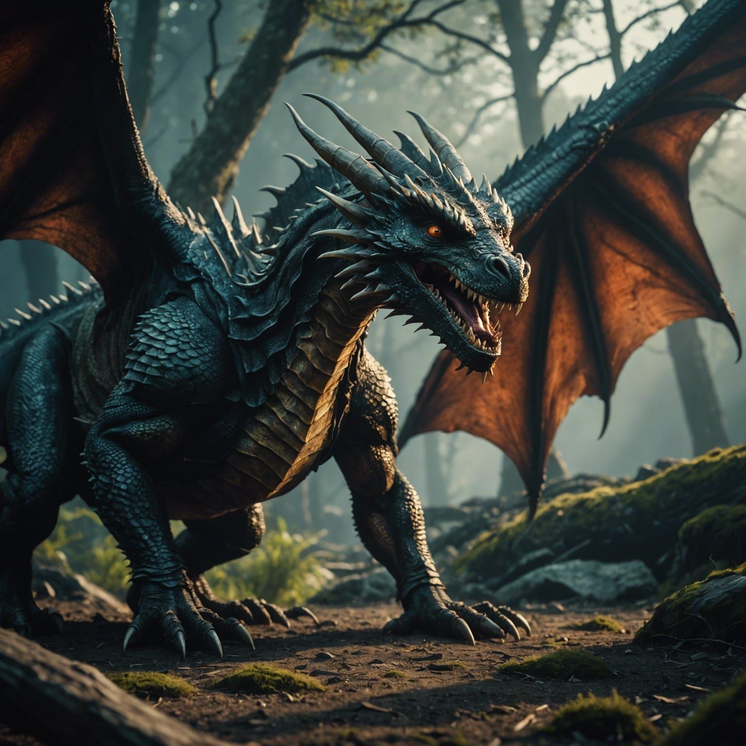 Dragon Attacking Village: Cinematic Film Still