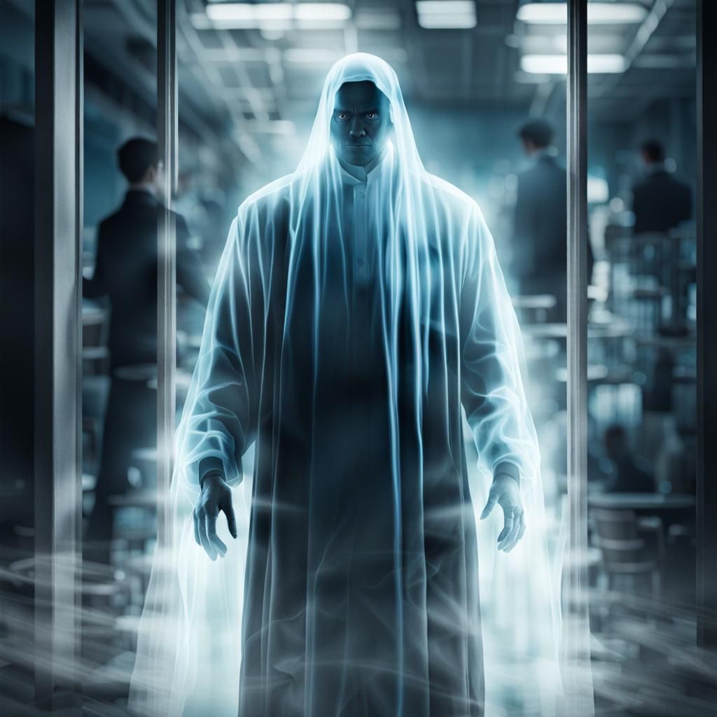 Ethereal Ghost Man with Translucent Form