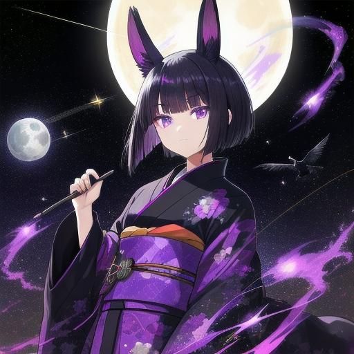 Girl with Rabbit Ears and Moon