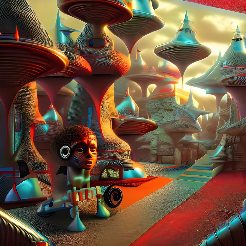 Afrofuturistic Xenogenesis in Digital Art Style