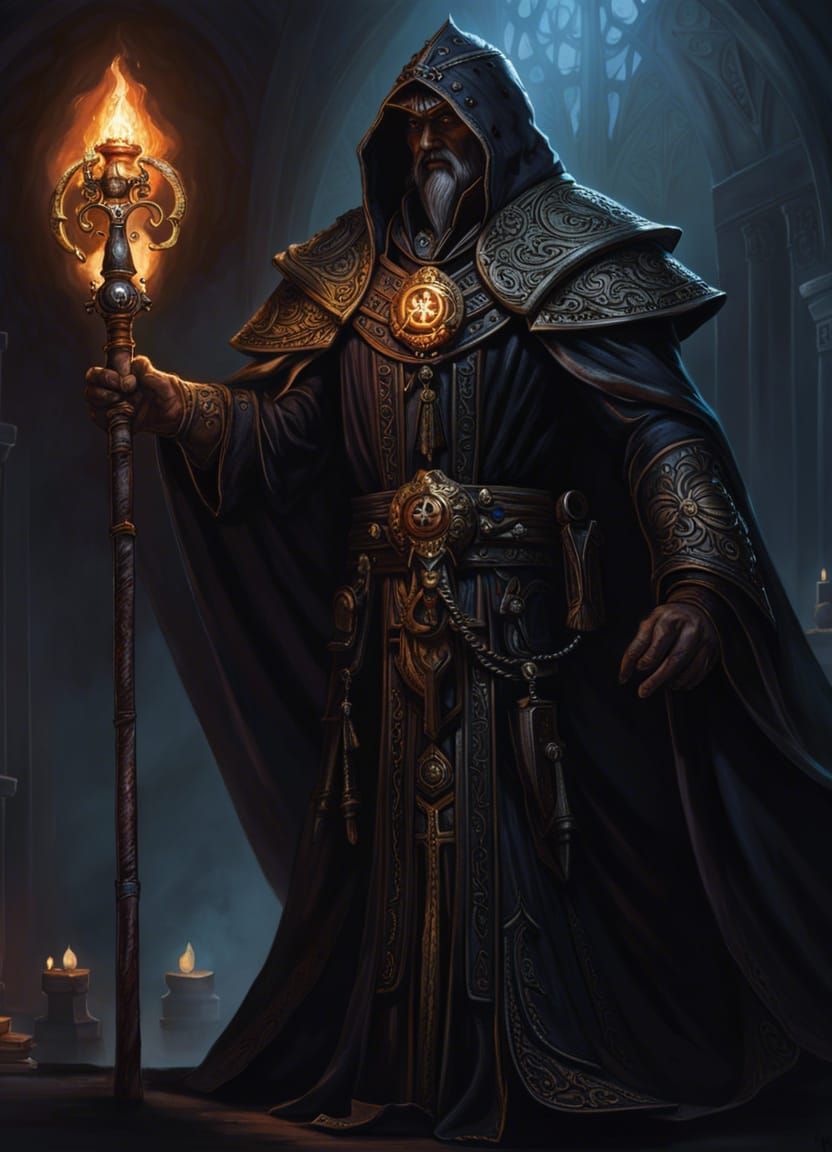 Sinister Priest of Punishment in Dark Fantasy Style