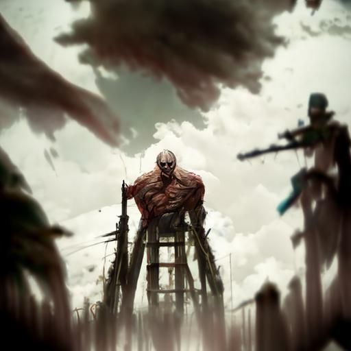 Sinister Attack on Titan in Dark Fantasy Style
