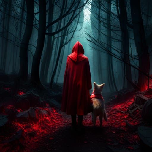 Little Red Riding Hood in Dark Forest