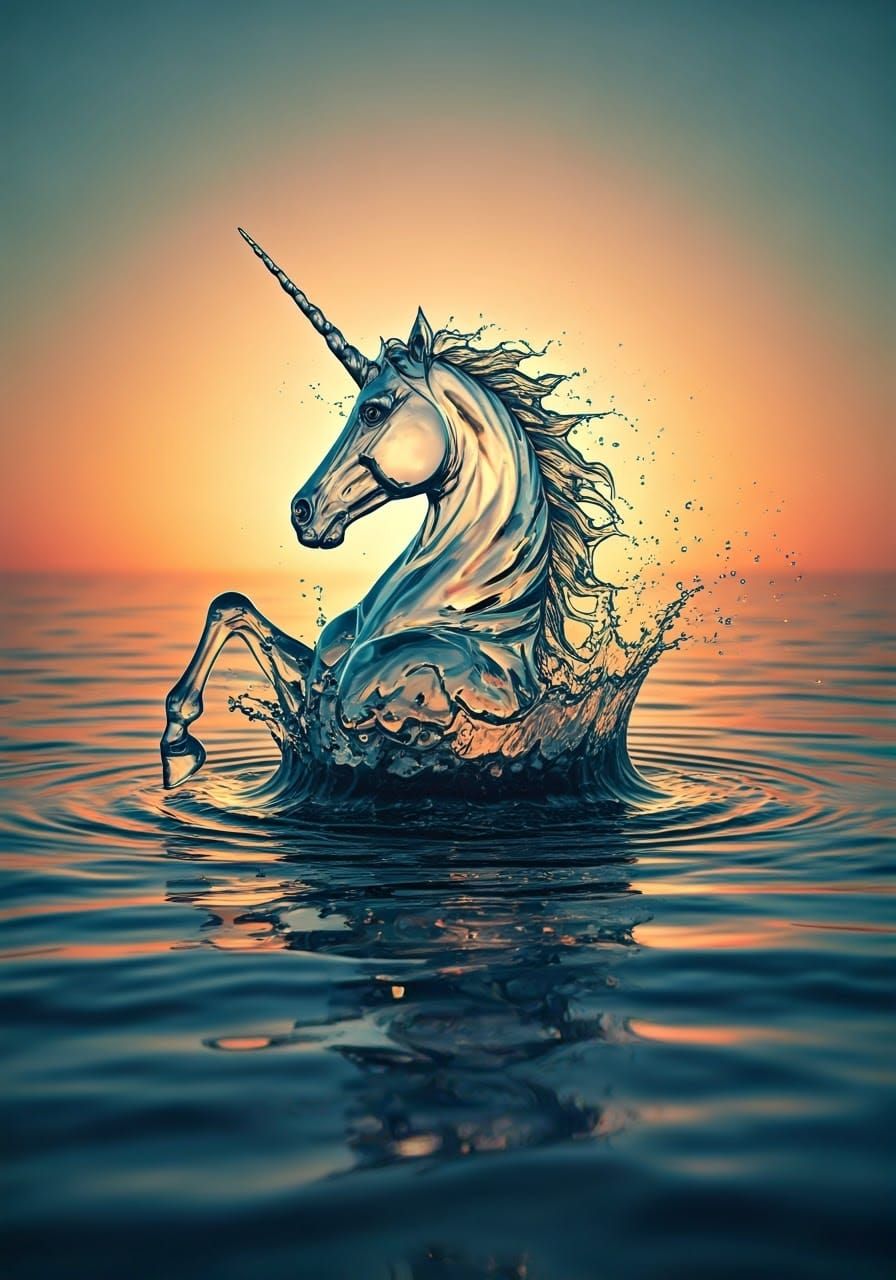 Ethereal Aquatic Unicorn Sculpture