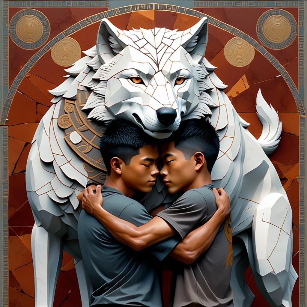 Romulus and Remus Mosaic Portrait in Ancient Style