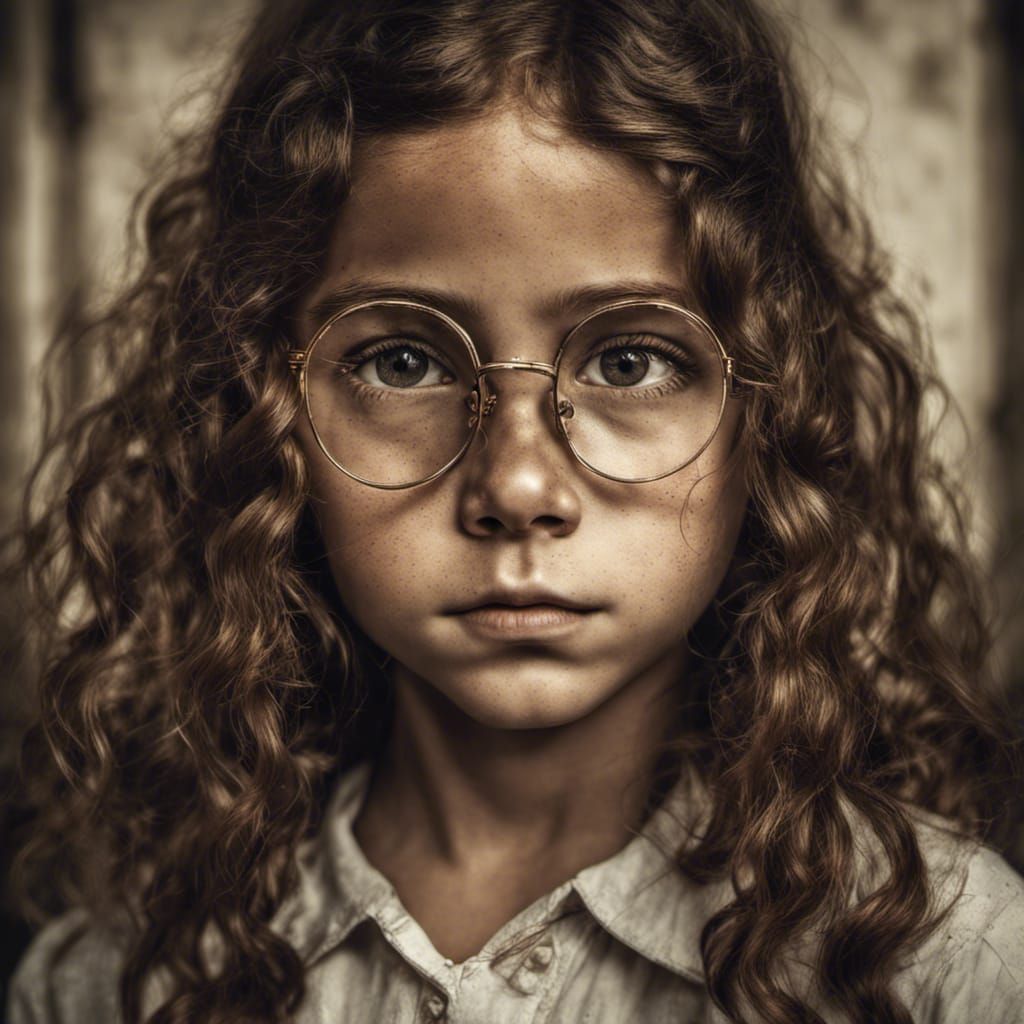 Orphanage Girl Portrait with Gold Glasses