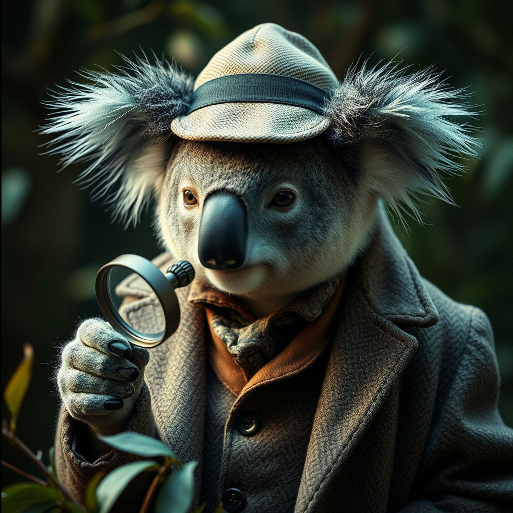 Koala as Sherlock Holmes Investigates a Mystery