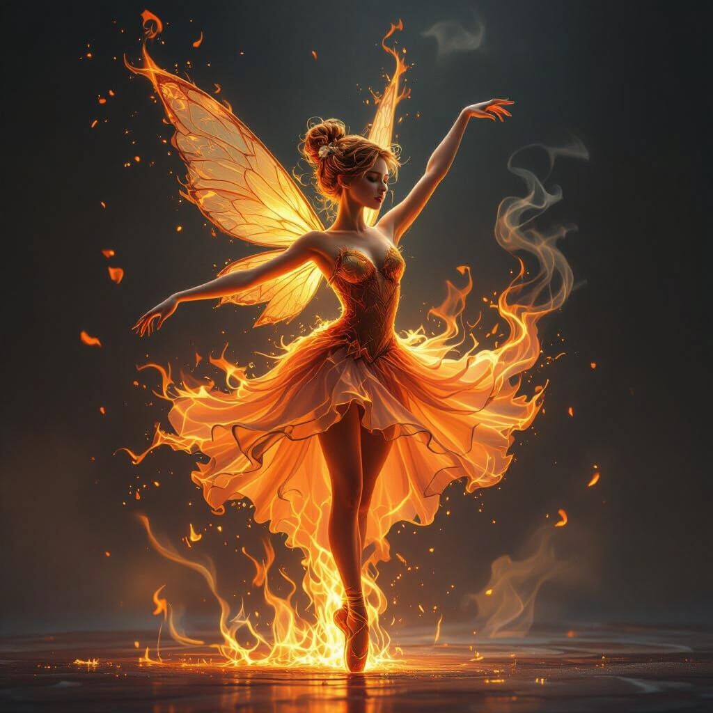 Fiery Fairy in Dramatic Painterly Style
