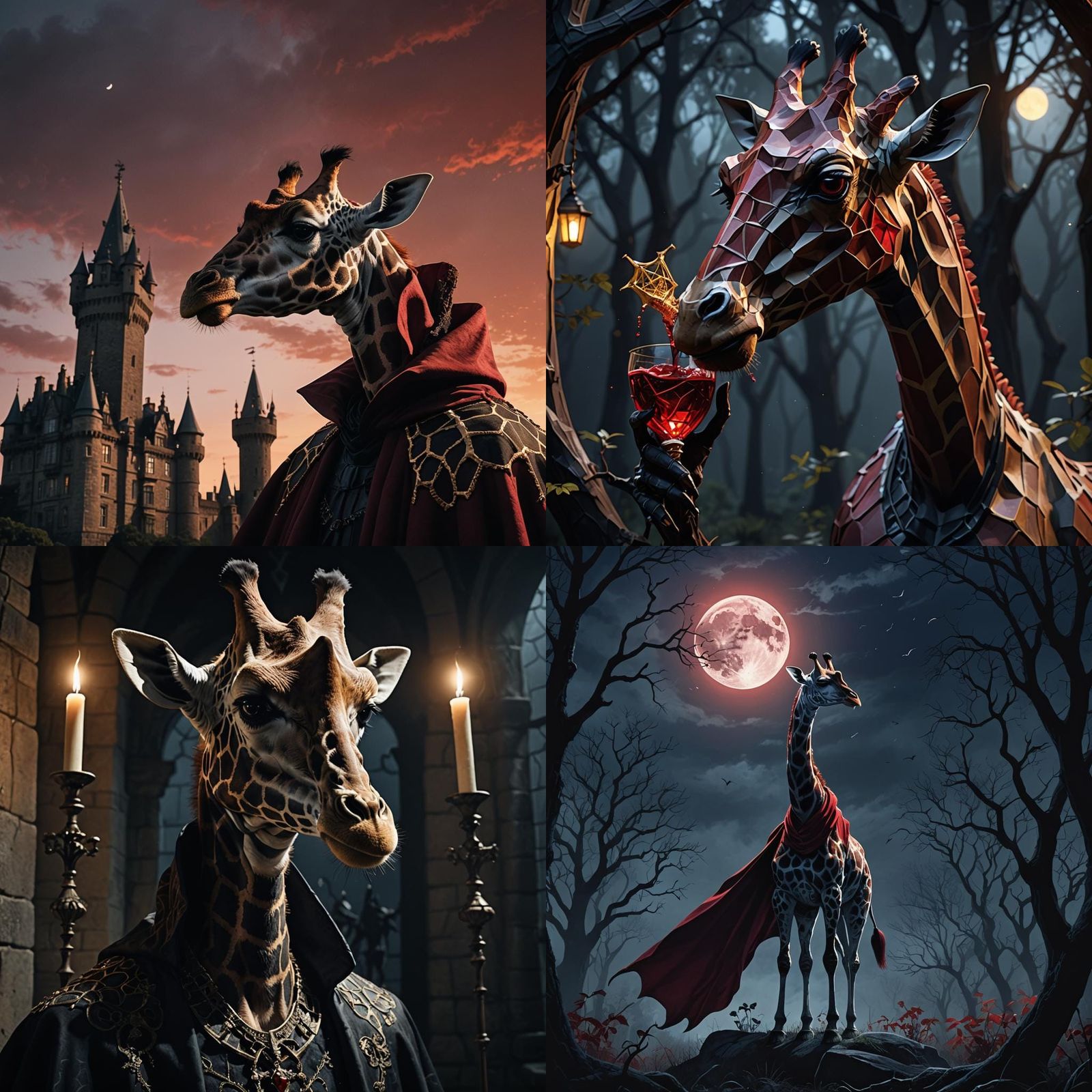 Giraffe as Dracula: A Whimsical Portrait