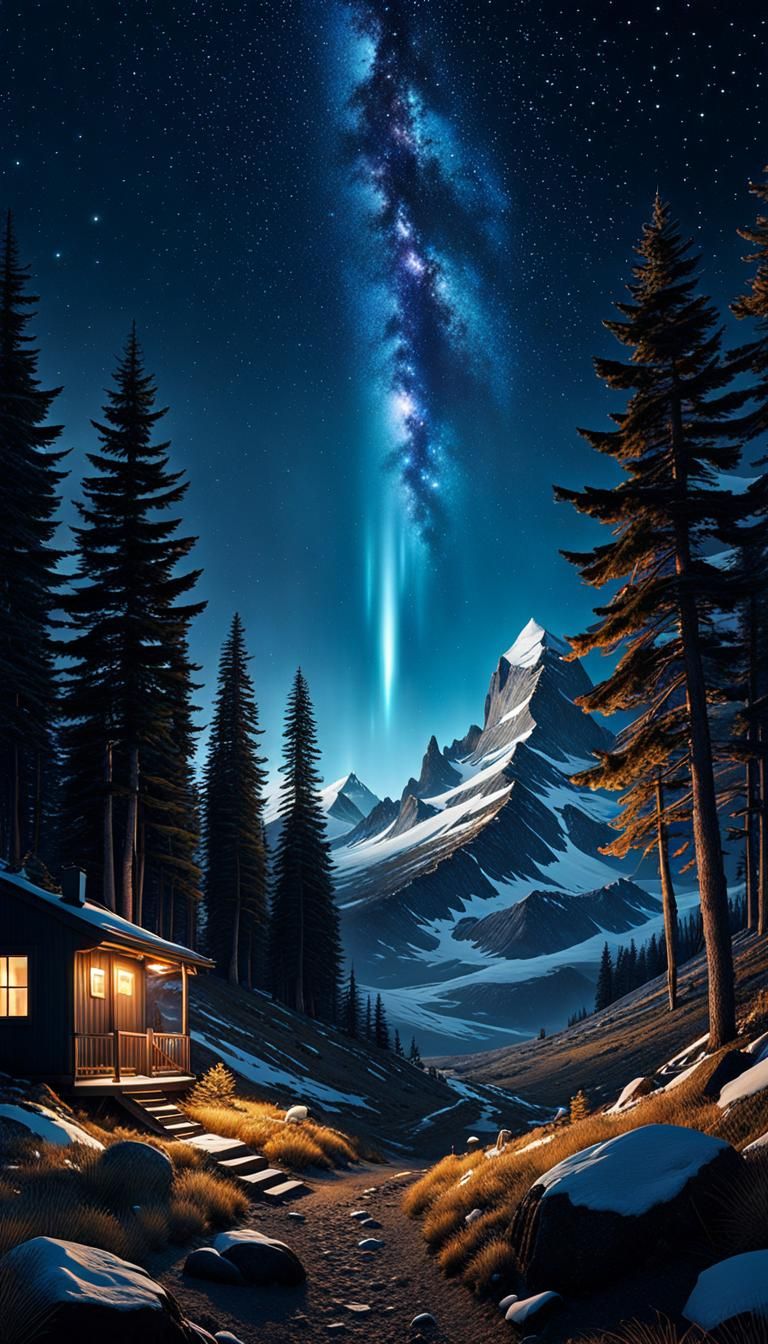 Surreal Night Landscape Collage in Photorealistic 8k