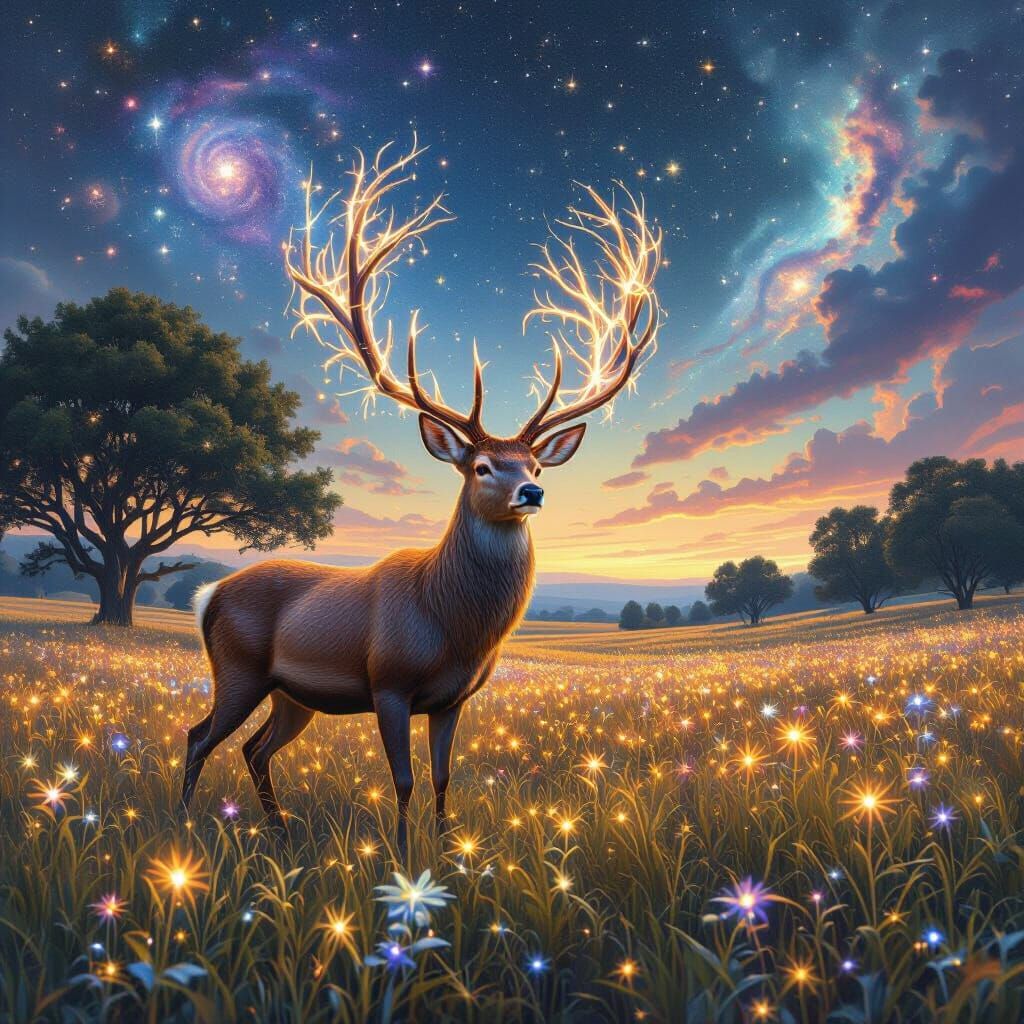 Stardust Deer Roaming Alien Field