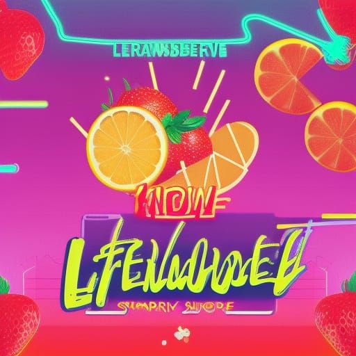 Strawberry Lemonade in Synthwave Neon Style