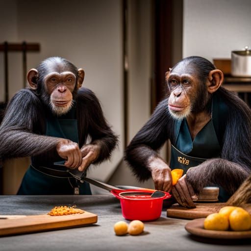 Chimpanzees Cook Dinner in 1950s Kitchen