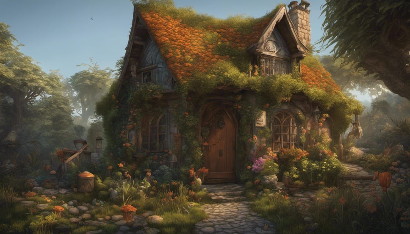 Witch's Cottage Garden with Mandrake, Artstation Splash Art