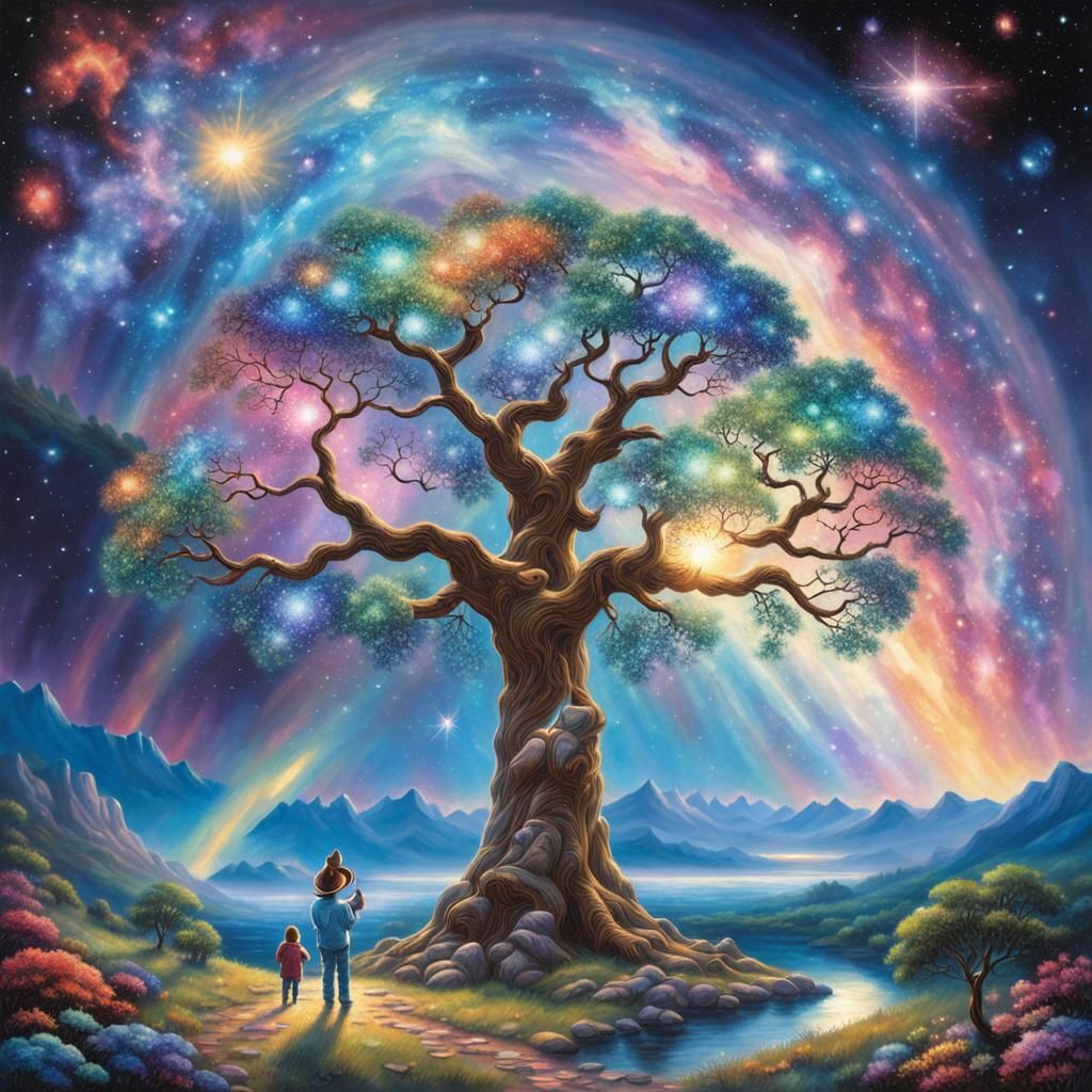 Stellar Elephant in Galactic Tree of Life Painting