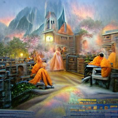 Chaotic Jail Scene with Witch in Ethereal Style