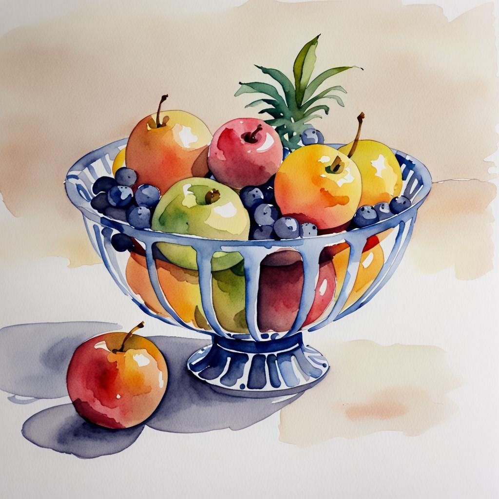 Fruit Bowl in Watercolour Painting