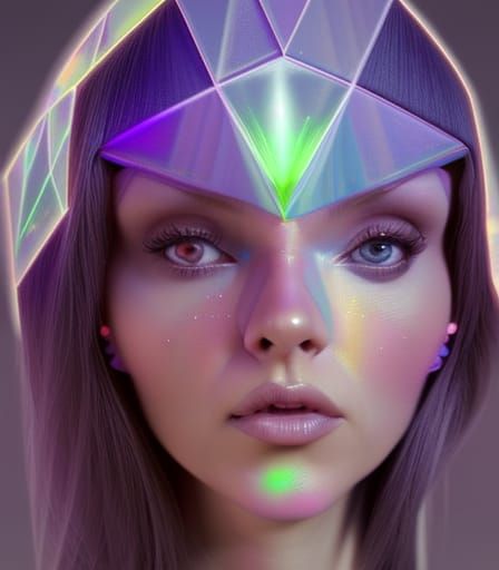 Futuristic Elf Woman with Crystal Prism Fractals