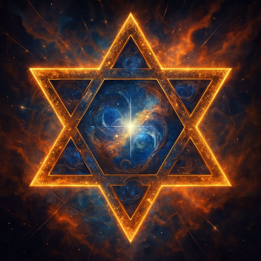 Glowing Star of David with Cosmic Textures