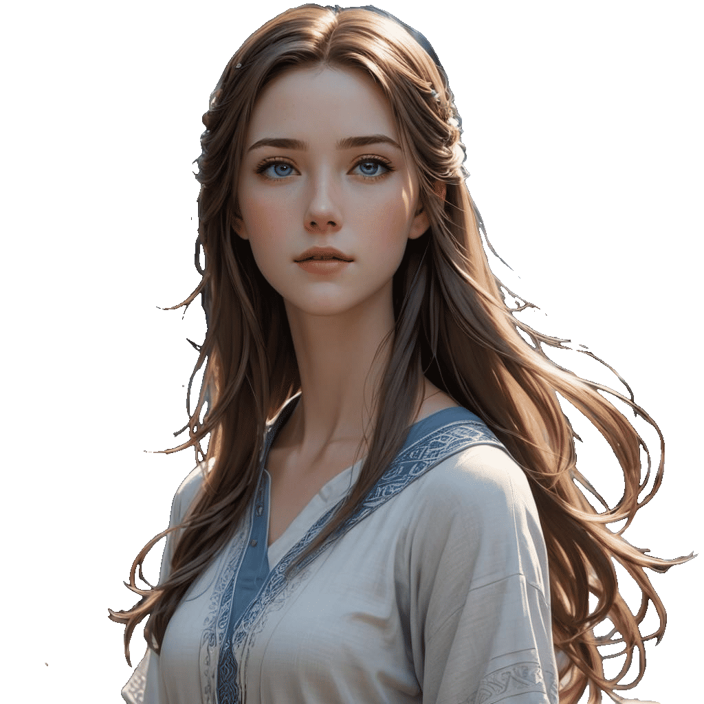 Attractive Woman in Gray Tunic: 3D Anime Art