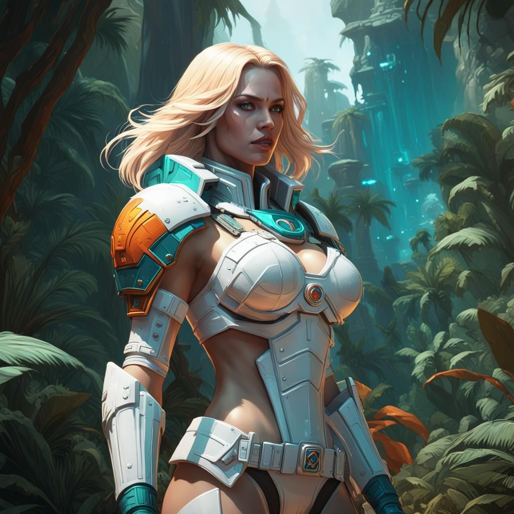 Emma Frost as Space Marine on Jungle Planet