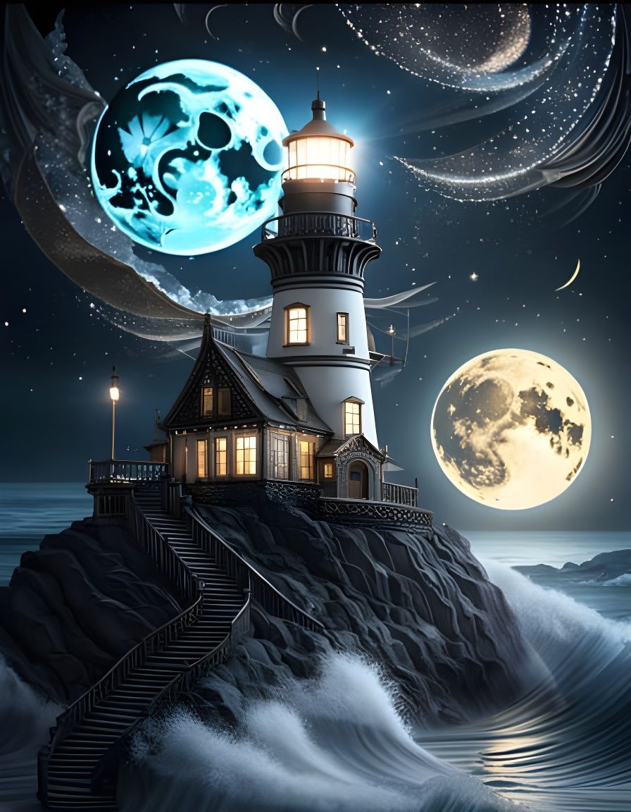 Ethereal Lighthouse Scene