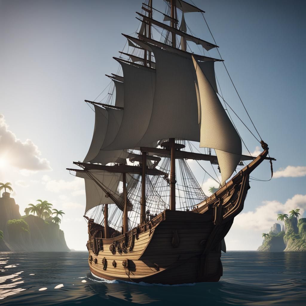 Columbus Sailing to Americas: 3D Shading Art