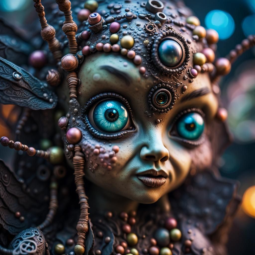 Intricate Fairy Voodoo Witch in Psychedelic Art