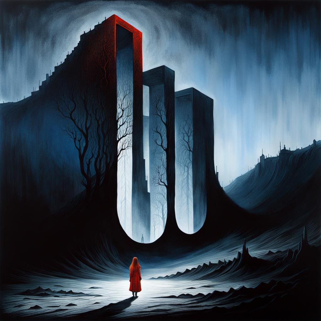 Ethereal Horror Portrait in Dark Surrealist Style