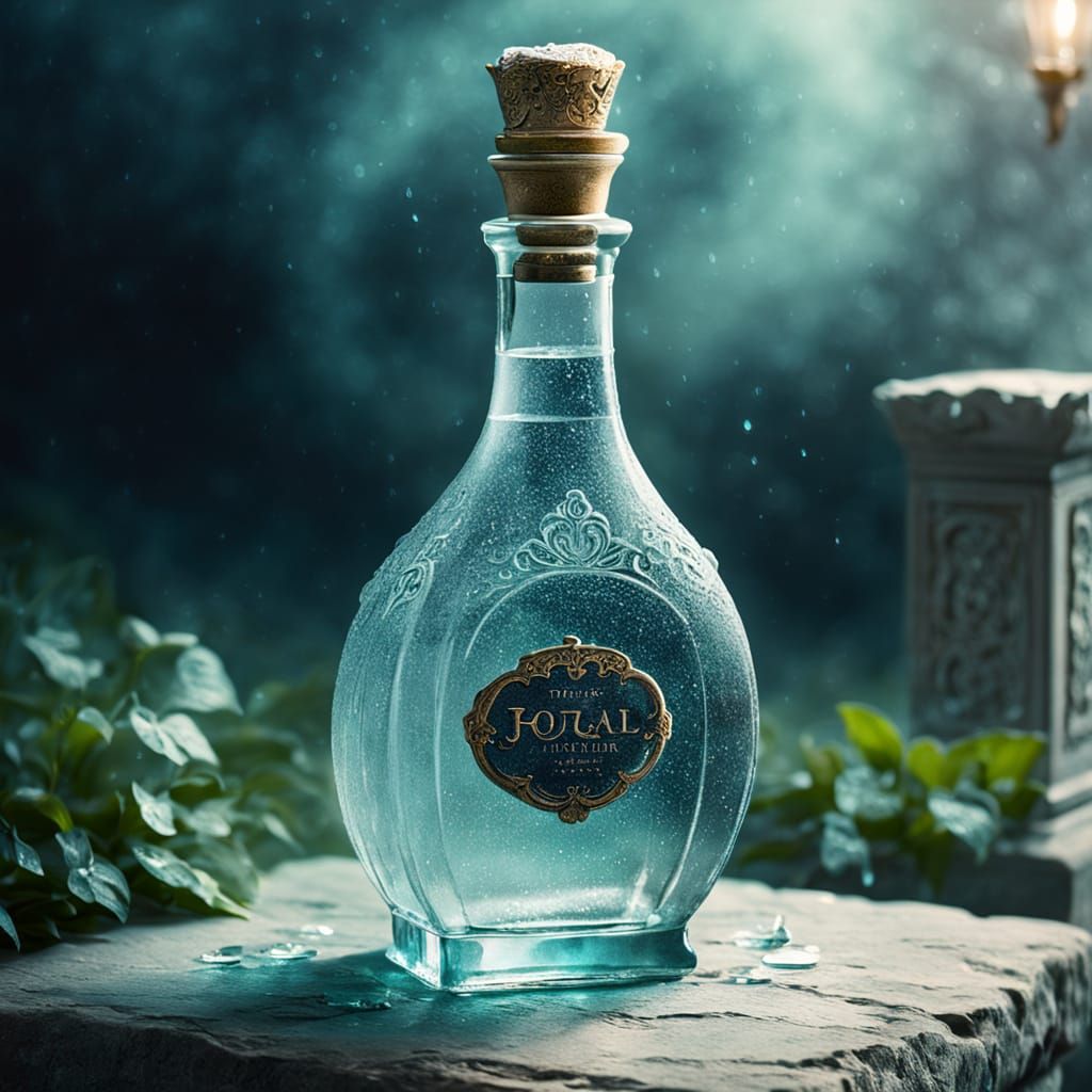 Ethereal Bottle on Weathered Pedestal in Soft Focus