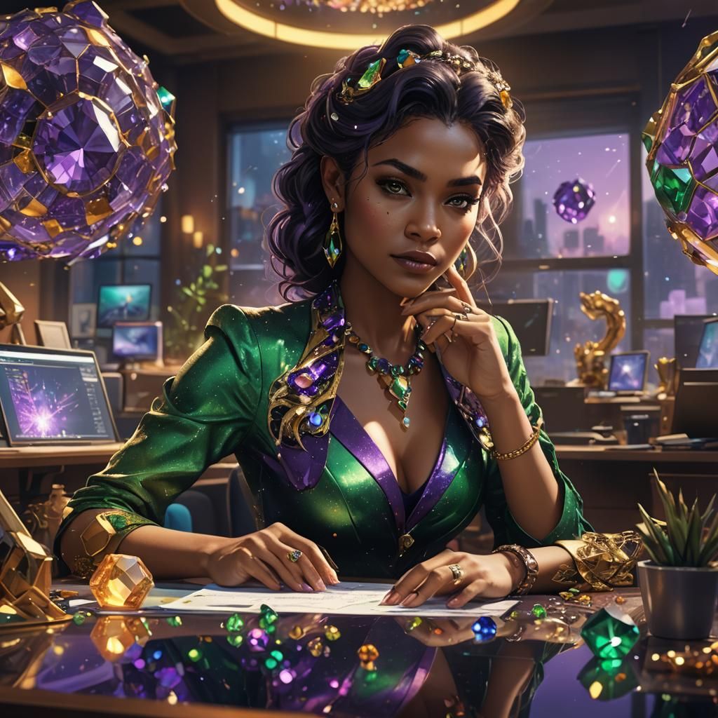 Mystical Art Deco Office Portrait in Digital Art