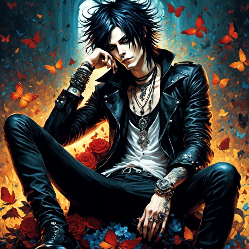 Emo Anime Catboy in Manga Style