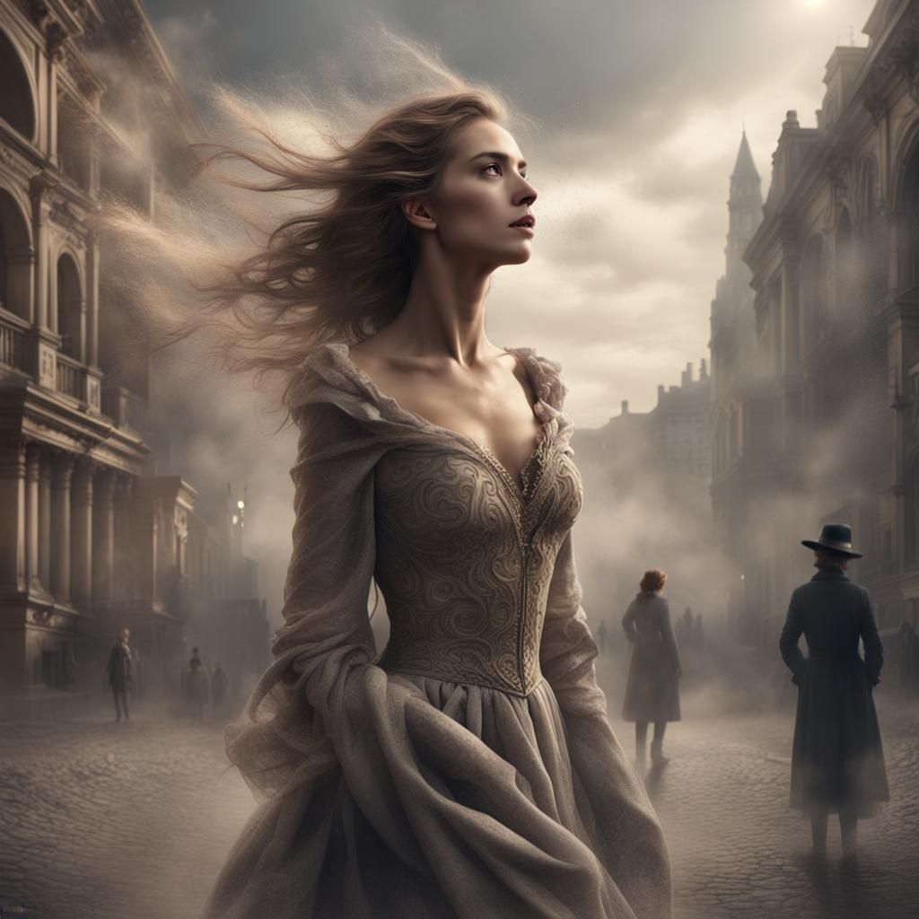 Woman Dissolving into Dust: Digital Matte Painting