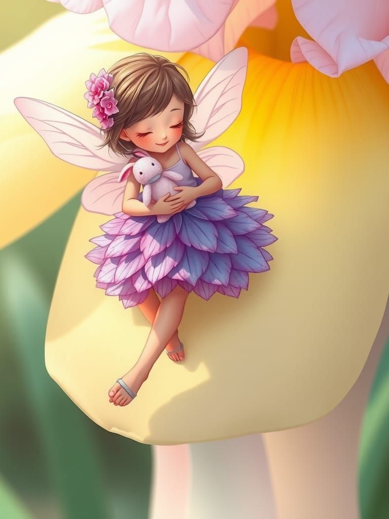 Fairy Girl with Rabbit in Anime Style