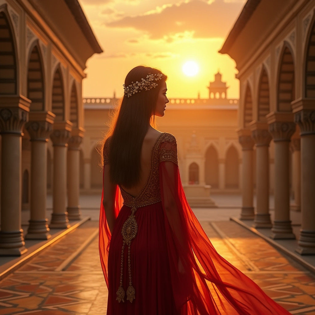 Queen in Apadana Palace Courtyard at Sunset