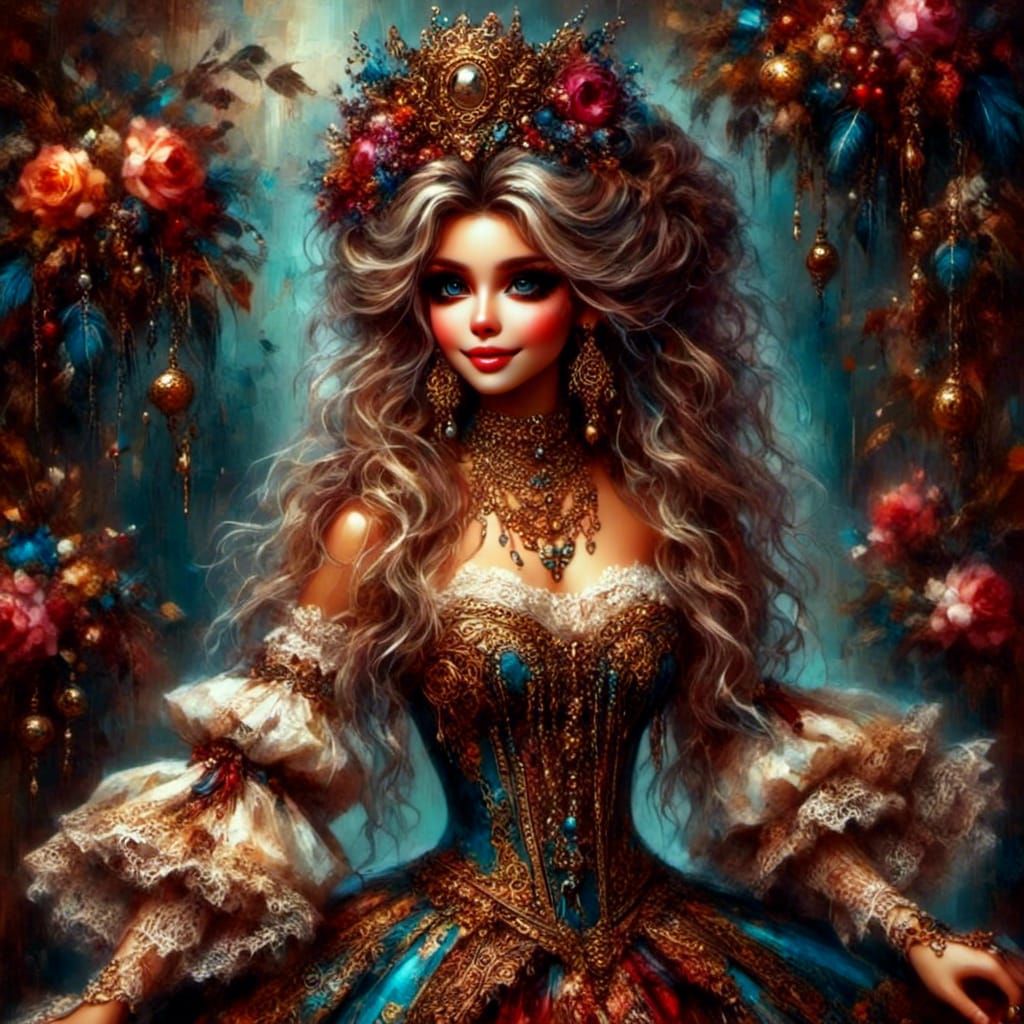 Dancing Woman with Musical Notes in Mixed Styles