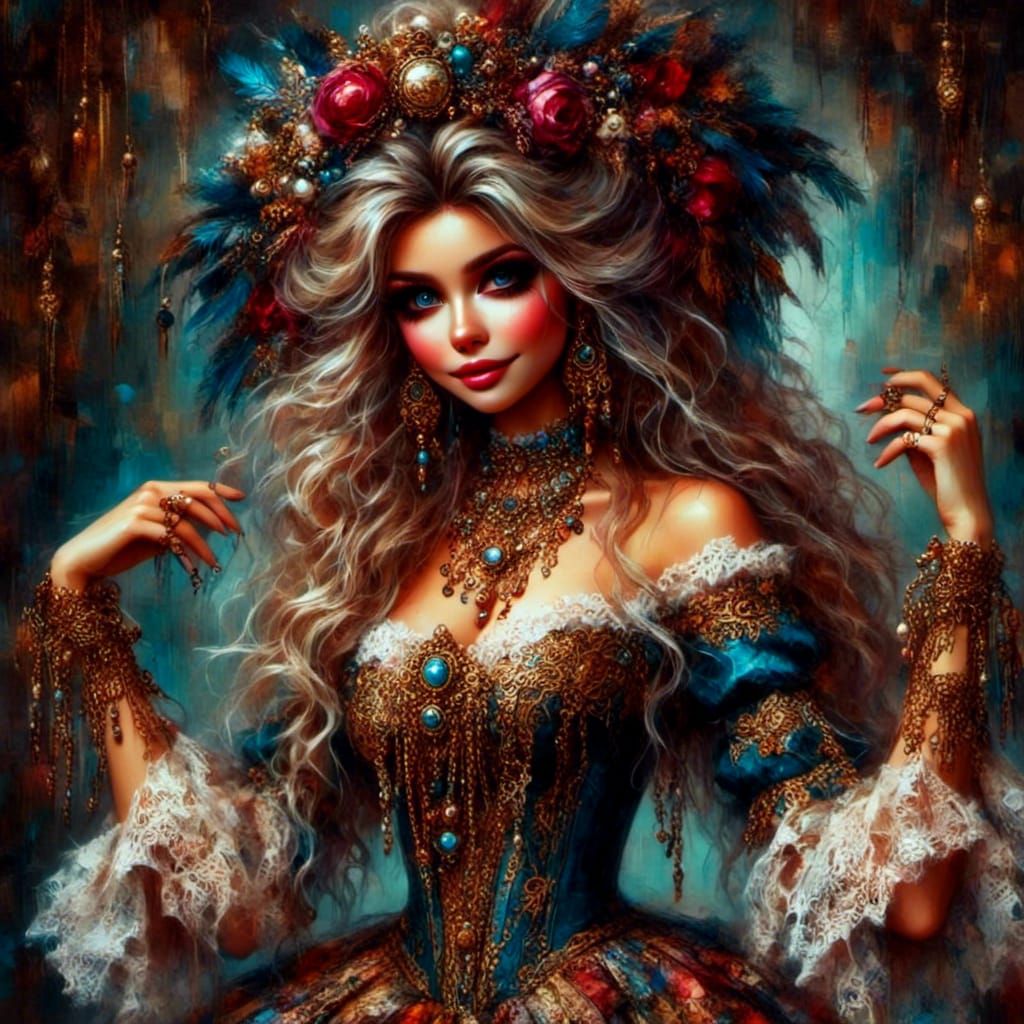 Dancing Woman with Victorian, Punk, and Bohemian Influences