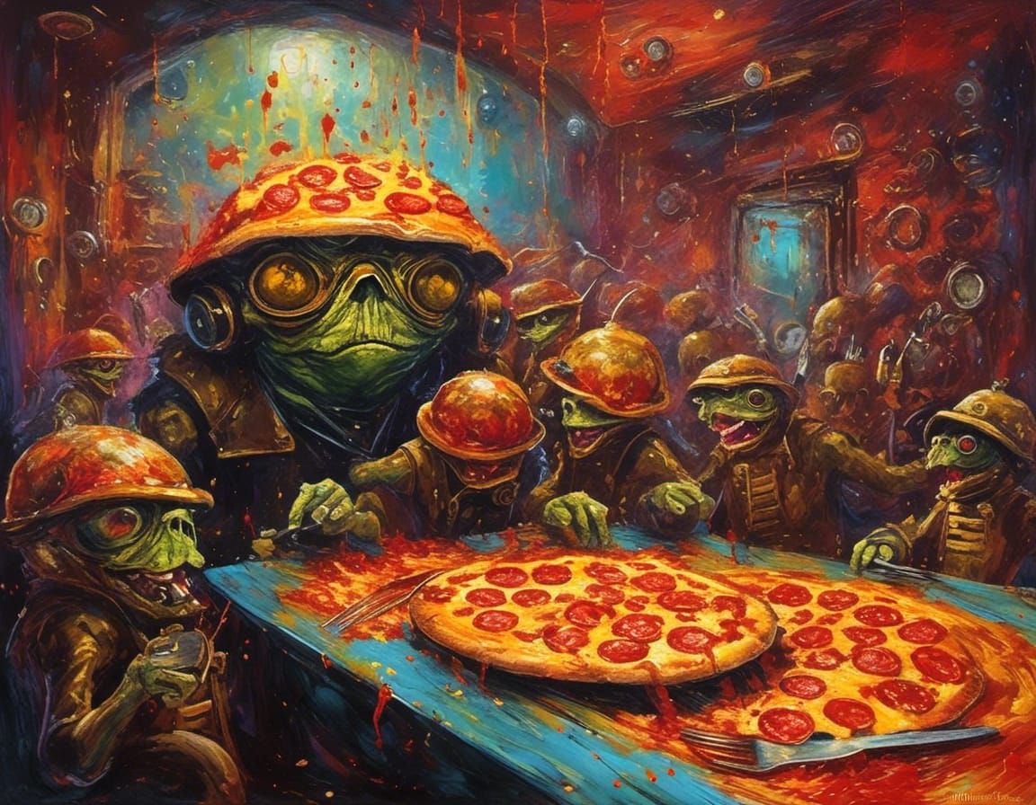 Jaba Pizza Hut: Neo-Impressionist Expressionist Oil Painting