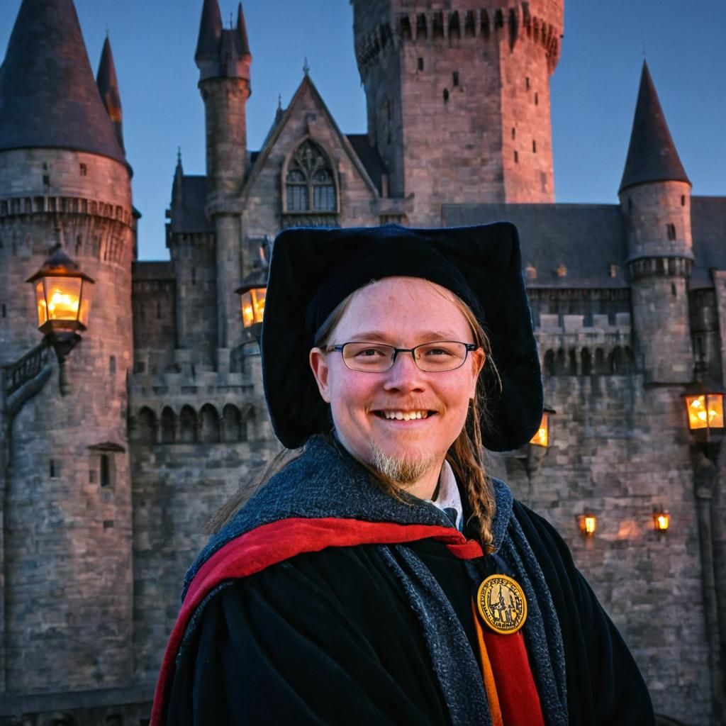 Wizard Student at Hogwarts: Cinematic Film Still